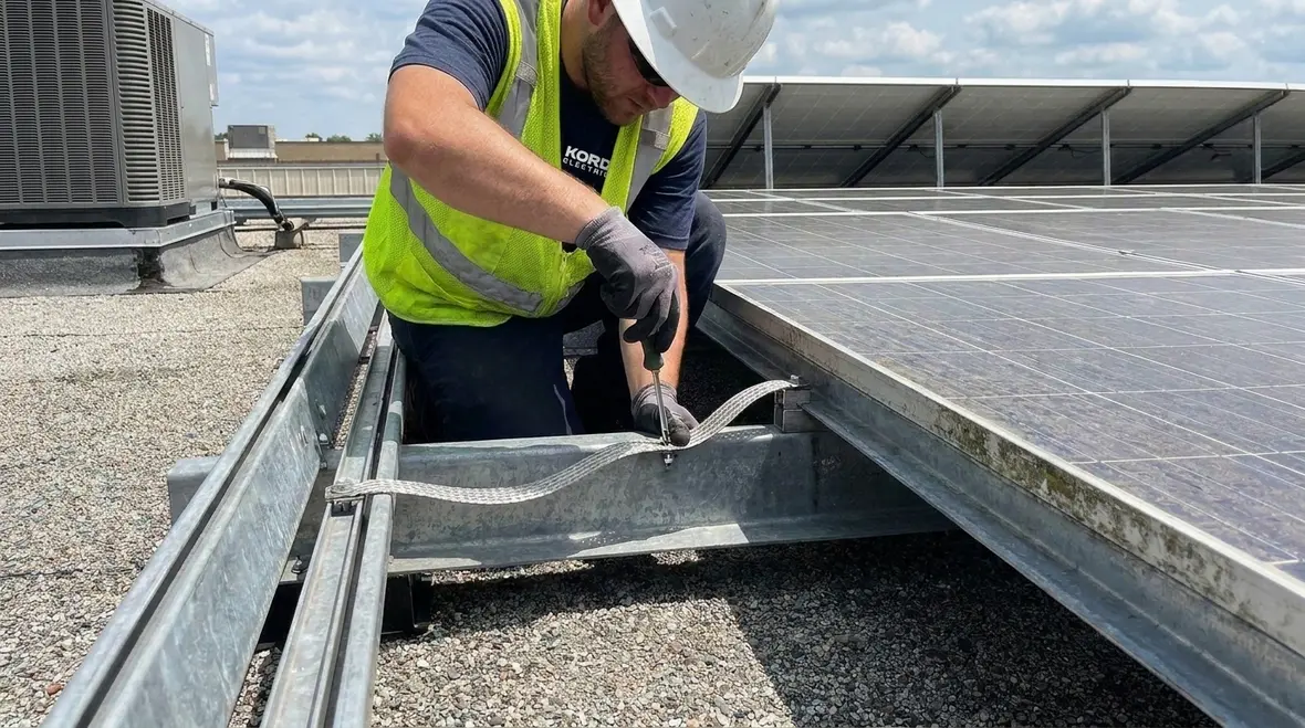 Commercial switchgear room integrating large-scale photovoltaic systems under NEC requirements