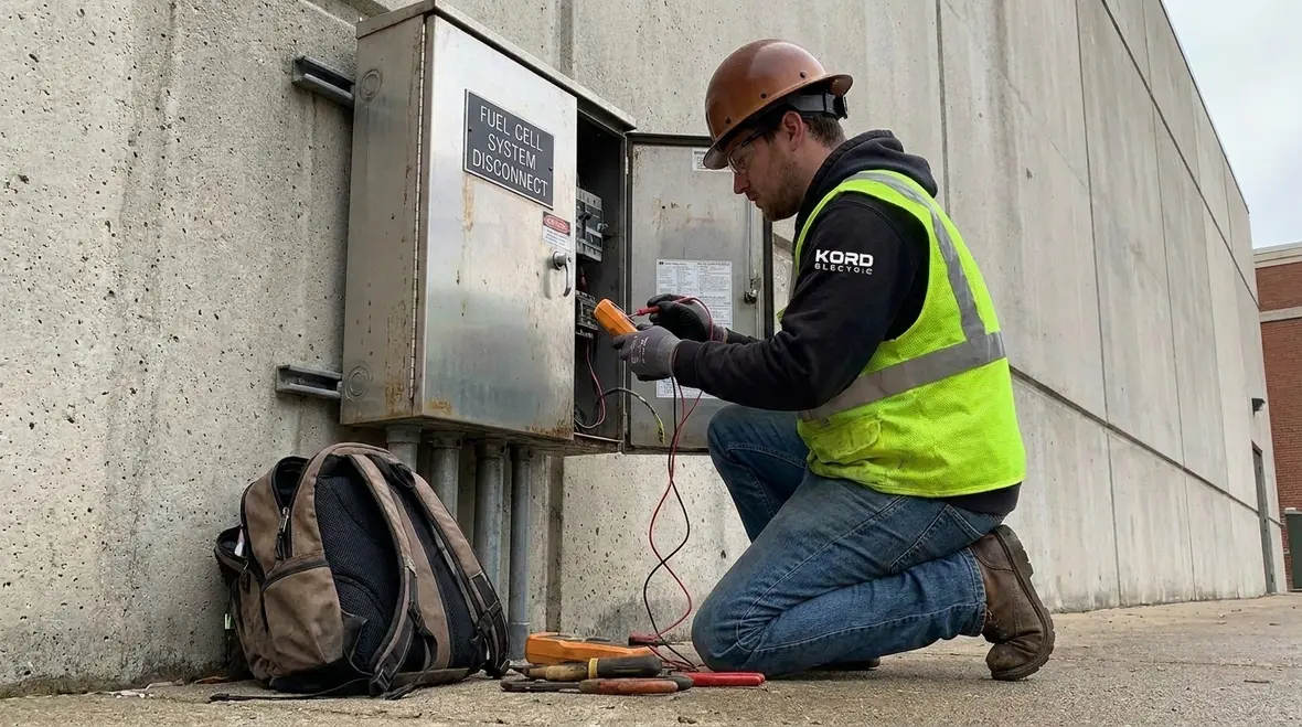 Fuel cell disconnect switch integrated into emergency shutdown panel