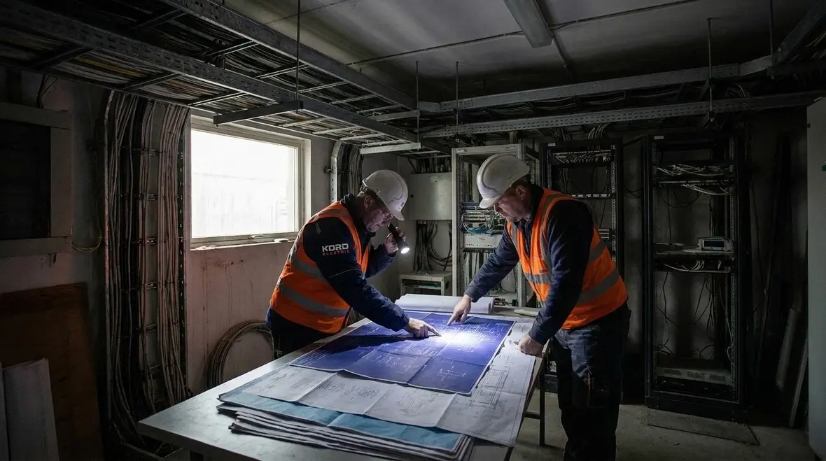 Fuel cell wiring layout in a crowded commercial electrical room