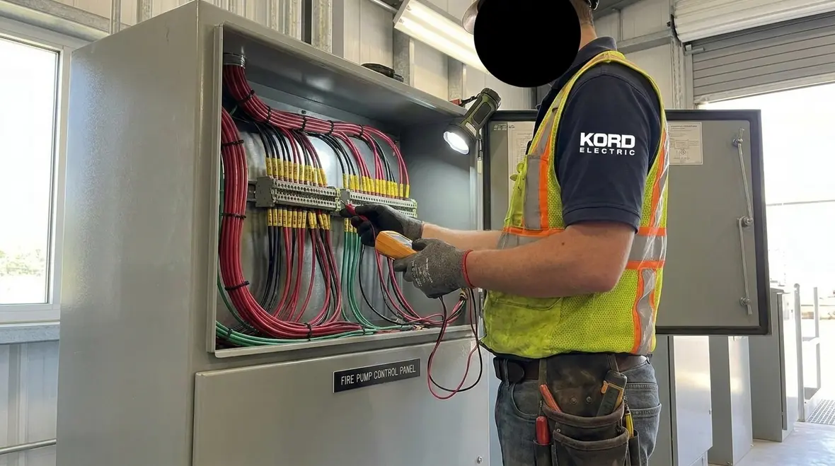 Fire pump wiring routes inspected for NEC compliance