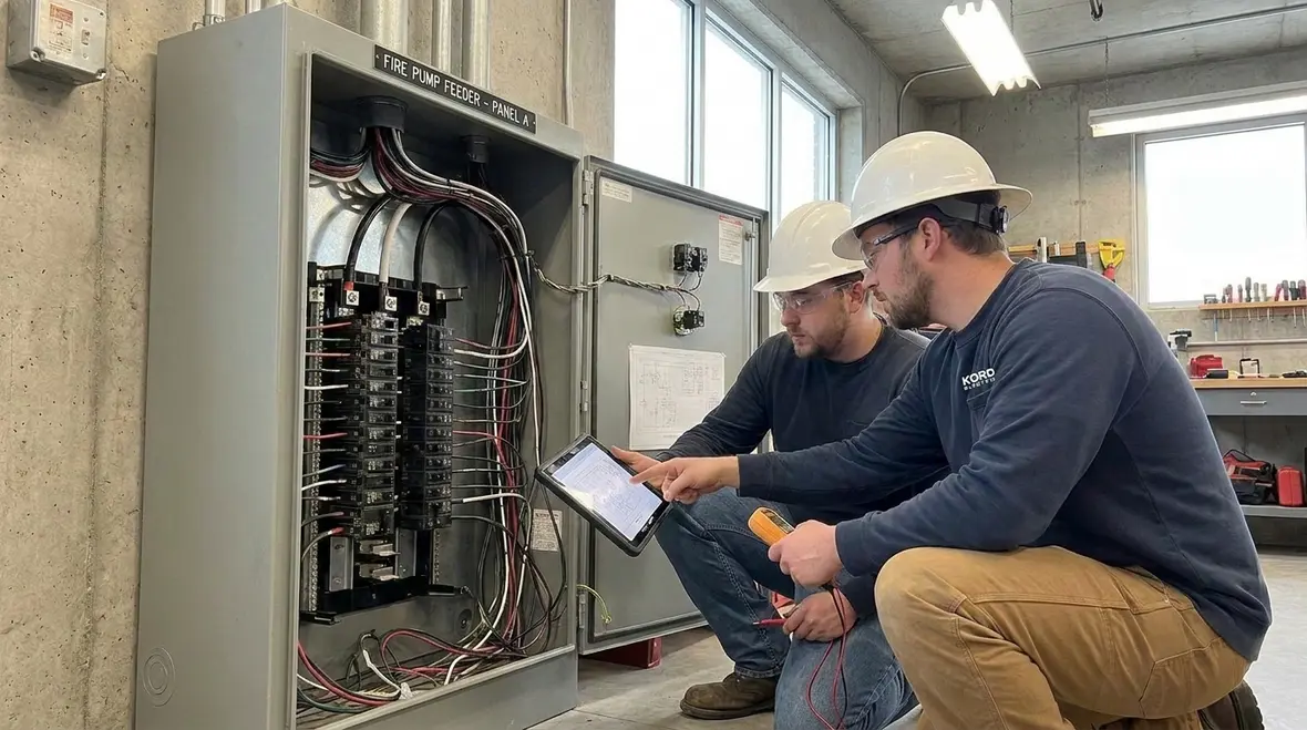 Fire pump feeders, overcurrent protection, and NEC coordination in a commercial facility